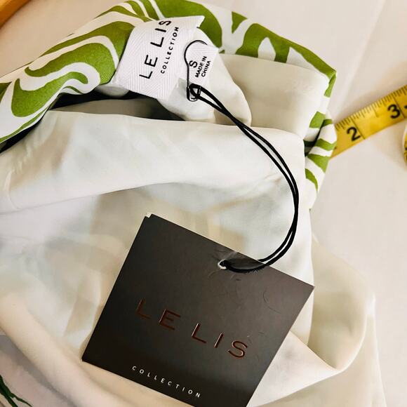 Le Lis Printed Halter Tie Back Mini Dress Size S Small NWT Green Cream - Picture 5 of 8